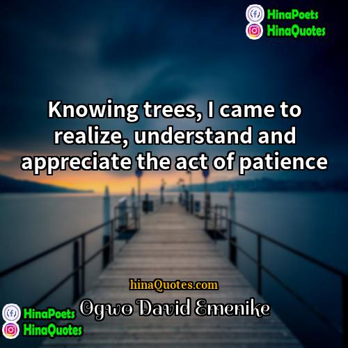 Ogwo David Emenike Quotes | Knowing trees, I came to realize, understand